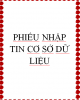 Phiếu nhập tin cơ sở dữ liệu